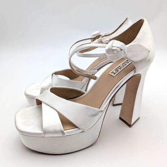 Badgley Mischka Jayleen Chunky Platform Sandals Women's White Size US8 EU38.5 - Picture 1 of 13